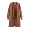 Outono/Inverno 2026 Novo Cardigan de Tricô Casual Soltinho com Rebites Moda Versátil Emagrecedor Casaco Suéter de Comprimento Médio