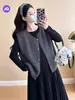 Jq Jingqi Ropa de Maternidad 2026 Nuevo Vestido Conjunto de Dos Piezas para Mujeres Petites, Atuendo de Embarazo de Alta Gama, Conjunto de Otoño