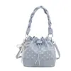 Moda Estilo Coreano Bolso Cubo con Cordón para Mujer 2026 Verano Nuevo Bolso de Hombro Cruzado Nube Bolso de Mano Simple de Nicho