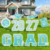 Señal de Suelo de Temporada de Graduación Negra y Dorada Transfronteriza 2027, Señal de Jardín de Plástico para Graduación con Estaca, Señal para Césped al Aire Libre