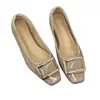 Encuentro Primero Temporada 2026 Primavera Nuevos Zapatos Planos Versátiles Clásicos de Charol con Hebilla Cuadrada y Tacón Oculto Mocasines para Mujer