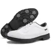 Sapatos de Golfe Antiderrapantes Profissionais, Tamanho Grande 39-49, Travas Fixas, Sapatos de Treinamento de Golfe Confortáveis para Homens, Preto e Branco