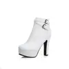 Hebilla de Cinturón Elegante Botas de Caballero Nuevas Caña Corta Botas de Otoño e Invierno Plataforma de Agua Tacón Alto Grueso Botas para Discoteca Botas de Comercio Exterior