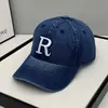 Gorra con Letra R para Mujer, Top Suave, Estilo Coreano, Moderna, Ins, Versátil, Gorra de Béisbol Lavada, Adelgazante, Gorra de Mezclilla para Hombre