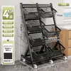 Prateleira de Armazenamento de Cozinha de Chão Multi-Camadas Frutas e Vegetais Cesta de Vegetais Multifuncional Armazenamento de Lanches para Sala de Estar Metabo