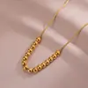 Collar de Cuentas Doradas para Mujer Diseño de Alta Gama Nicho No se Desvanece 2025 Nueva Cadena para Clavícula Accesorios Estilo Ins