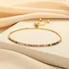 Pulseiras Europeias e Americanas, Várias Pulseiras Coloridas de Zircônia 2mm com Ajuste Deslizante para Mulheres, Pulseiras Estilo Cold Ins, Joias de Olho e Mão Atacado