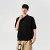 Camiseta Jacquard Transpirable de Manga Corta para Hombre y Mujer, Polo Retro Americano de Verano con Diseño Hueco y Cuello Henley Top