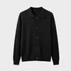 Ropa para Hombre APO Cárdigan de punto modal texturizado transfronterizo para hombre con cuello de solapa, suéter casual de manga larga para hombre