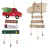 Decoración de letrero de madera navideño de Amazon transfronterizo, letrero redondo, colgante de madera de puerta de Papá Noel y muñeco de nieve
