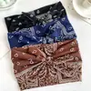 Diadema Retro Americana con Estampado de Anacardo y Diseño de Nudo de Orejas de Conejo, Alta Elasticidad, Antideslizante, Versátil para Deportes y Fitness