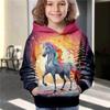 Nova Blusa de Moletom com Capuz Infantil Outono 2024 Tendência Fofa Gatinho Estampado Solta Moda Meninas Europeia e Americana RB05