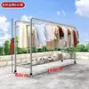 Tendedero de tubería de acero, tendedero independiente para exteriores, dormitorio, balcón, simple de doble barra, tendedero móvil para ropa de cama