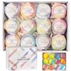 Set de Bombas de Baño con Sales de Baño, Bolas de Baño de Burbujas, Sales de Baño con Flores Secas, Bolas de Baño y Ducha, Bombas de Burbujas, Caja de Set de Bolas de Baño