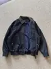 Chaqueta de mezclilla cruda con paneles y cuello de cuero estilo granero Yutang para hombre, nueva chaqueta de mezclilla tipo cárdigan de corte holgado para otoño e invierno para mujer