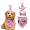 Sombrero para mascotas transfronterizo pajarita nueva decoración de fiesta para gatos sombrero de cumpleaños para perros accesorios de babero