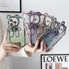 Funda de Teléfono Apple 17Promax con Purpurina Galvanizada iPhone16 Oso de la Suerte con Soporte 15 Correa de Dibujos Animados 14 Funda Suave