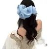 Presilha de Cabelo Extra Grande de Tule Brilhante com Babados para Mulheres, Pente para Coque e Rabo de Cavalo Estilo Primavera e Verão