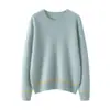 Suéter de Cashmere Solto com Gola Redonda, Estilo Coreano Emagrecedor Novo Suéter de Tricô Espesso Feminino para Outono e Inverno