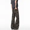 Jeans de corte angular estilo camuflaje americano para hombre, diseño de primavera y otoño, adelgazantes, ligeramente acampanados, pantalones rectos de cintura alta estrechos