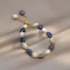 Pulsera de Aventurina Azul, Jade, Perla de Agua Dulce y Cristal para Mujer, Estilo Coreano, Moderna, Sencilla, Elegante, Joyería de Mano Personalizada, Pulsera de Celebridad de Internet