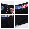 Jeans de pierna ancha con patchwork de estrellas, remaches y múltiples botones para hombre y mujer, estilo American high street, pierna recta, largos hasta el suelo, pantalones casuales holgados