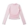 Bt950-25 Nuevo Estilo Otoño Estilo Europeo y Americano Cuello Alto Manga Larga Cintura Fruncida Corte Ajustado Camiseta Base Corta