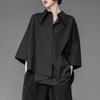 Exportação Comércio Exterior Verão Vento Preguiçoso Solta Manga Curta Camisa Preta Feminina Irregular Sete-mangas BF Camisa Top