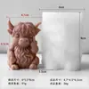 Molde para Vela Aromática de Vaca de las Tierras Altas Transfronteriza, Animal Estéreo DIY, Decoración de Vela Hecha a Mano con Yeso, Herramienta de Lijado