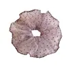 Scrunchie de malla morada con lunares dulces para mujer, liga para el cabello extragrande, accesorio suave para moños y colas de caballo