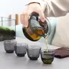 Gaiwan de Vidrio Resistente al Calor con Tapa, Caja Aislada para Preparar Té, Juego de Té Kung Fu con una Tetera y Múltiples Tazas, Set Pequeño para Viajes al Aire Libre