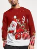 Colección Nueva Primavera/Otoño 2026 para Hombre: Camiseta de manga larga con cuello redondo y estampado 3D de Papá Noel, top casual