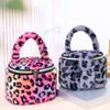 Nueva Bolsa Cosmética de Peluche, Bolsa Cosmética Cilíndrica de Mano, Estampado de Leopardo, Alto Valor Estético, Almacenamiento Portátil para Viajes, Se Puede Bordar