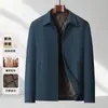 Chaqueta casual gruesa para hombre con lana de camello, cuello de solapa, color liso, chaqueta de negocios ejecutiva, abrigo de algodón para hombre