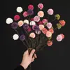 Buquê de Crisântemos Bola de Dente-de-Leão Artificial Sem Folhas de Cor de Outono em Haste Única para Decoração de Casa, Decoração de Modelo de Quarto, Adereços para Fotografia de Casamento, Flores Artificiais
