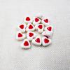 Venta al por mayor de accesorios de joyería, cuentas de colores con agujeros rectos, cuentas acrílicas de imitación de porcelana con forma de corazón de melocotón, accesorios de perlas con forma de corazón de melocotón con agujeros pequeños