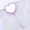 Nuevo Espejo de Maquillaje de Mano con Forma de Corazón Espejo de Corazón Creativo DIY con Perlas Espejo de Maquillaje de Plástico Portátil de una Cara Venta al por Mayor