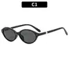 Gafas de Sol Versátiles con Marco Ovalado Pequeño Estilo Retro Clavo de Arroz Perla Moda Callejera Europea Americana Protección Solar Exterior Gafas de Sol Transfronterizas