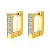Aretes de botón cuadrados con incrustaciones de diamantes de estilo europeo y americano para mujer, moda, personalidad, versátiles, aretes de diamantes de oro de 18 quilates, venta al por mayor