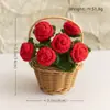 Nuevo Maceta Azul Flor Pequeña Maceta Flor Pompon de Ganchillo de Lana Hecha a Mano Adorno de Decoración de Escritorio Flor Artificial Tejida