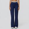 Pantalones Deportivos Casuales Acampanados de Fitness para Mujer con Bloques de Color Transfronterizos, Sensación Nude, Sueltos, Pierna Ancha, Aspecto de Dos Piezas Falsas, Cintura Alta 3129