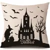 Funda de Almohada Halloween Calabaza Divertida Transfronteriza Amazon Estampado de Lino Funda Decorativa para Cojín de Sofá del Hogar