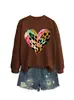Amazon eBay Estación Independiente Moda Casual Versátil para Mujer Corazón Colorido Estampado de Leopardo Puntos Negros Cuello Redondo Otoño Invierno Sudadera con Capucha