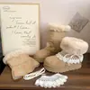 Botas de Nieve Gruesas con Adorno de Encaje Estilo Coreano Femenino para Mujer 2026 Nuevo Llegado de Invierno Pisos de Moda con Forro de Terciopelo Cálido