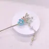 Horquilla Antigua de Borla de Flor de Mariposa para Mujer Nuevo Estilo Chino Aleación de Goteo de Aceite Horquilla Oscilante Paso Accesorios para el Cabello Hanfu Cheongsam Disco