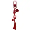 Chaveiro Criativo e Festivo de Ano Novo Vermelho Redondo Vazado com Caractere Dupla Felicidade, Pingente de Bolsa, Chaveiro de Carro