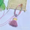 Nudo de Diamante Cielo Estrellado Hilo de Algodón Teñido Degradado Llavero Anillo Borla Pequeña Accesorio Colgante para Teléfono DIY Borla Corta Gruesa