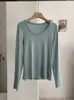 KEKEZOON Dezessete Cores Básica Versátil Slim Fit Cor Sólida Gola Redonda Manga Longa Camiseta para Mulheres 8986