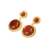 Pendientes de Ónix Sur y Rubí Chapados en Oro Mate Estilo Vintage de Hong Kong para Mujer Pendientes con Artesanía Entrelazada