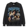 Camiseta de Manga Corta Estampada Americano Retro Hip-Hop Transfronterizo 21 Savage High Street Peso Pesado Manga Larga Cuello Redondo Sudadera con Capucha